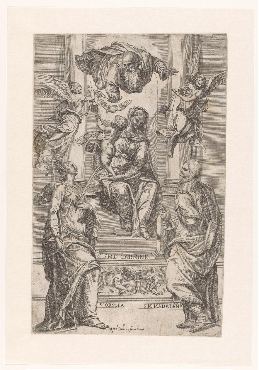 Maria met Kind en de heiligen Ursula en Maria Magdalena door Anonymous