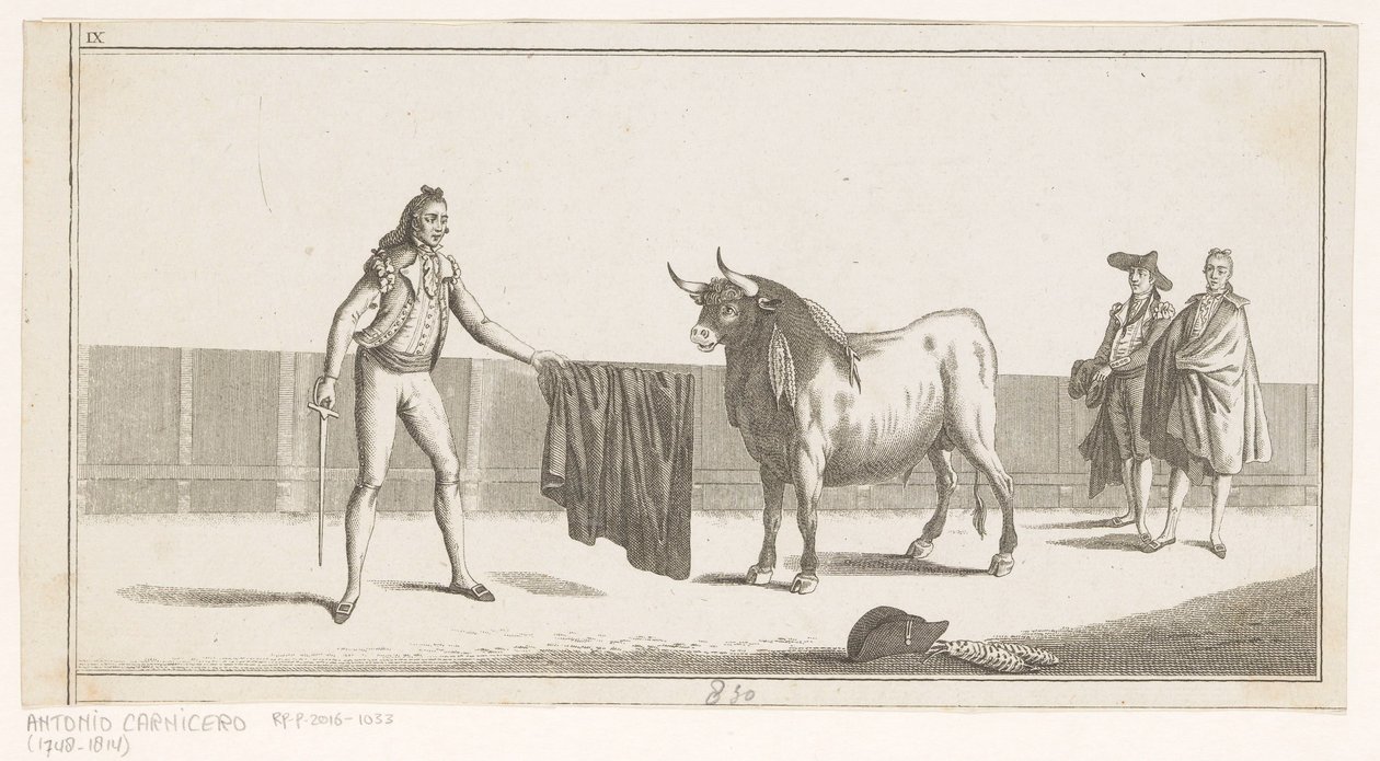 Matador daagt een stier uit door Anonymous