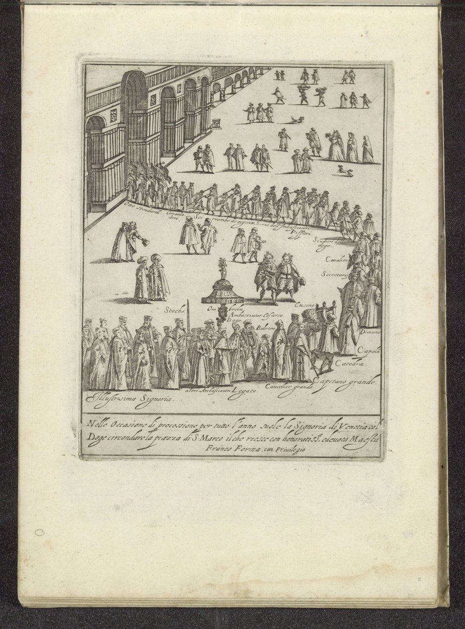 Optocht met de doge en Serenissima Signoria over het San Marcoplein te Venetië door Anonymous