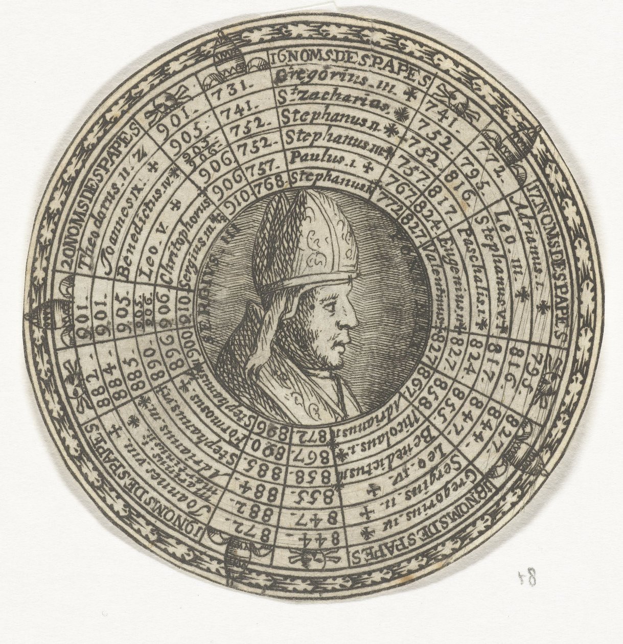 Penning met het portret van paus Sergius III en de namen van de pausen door Anonymous