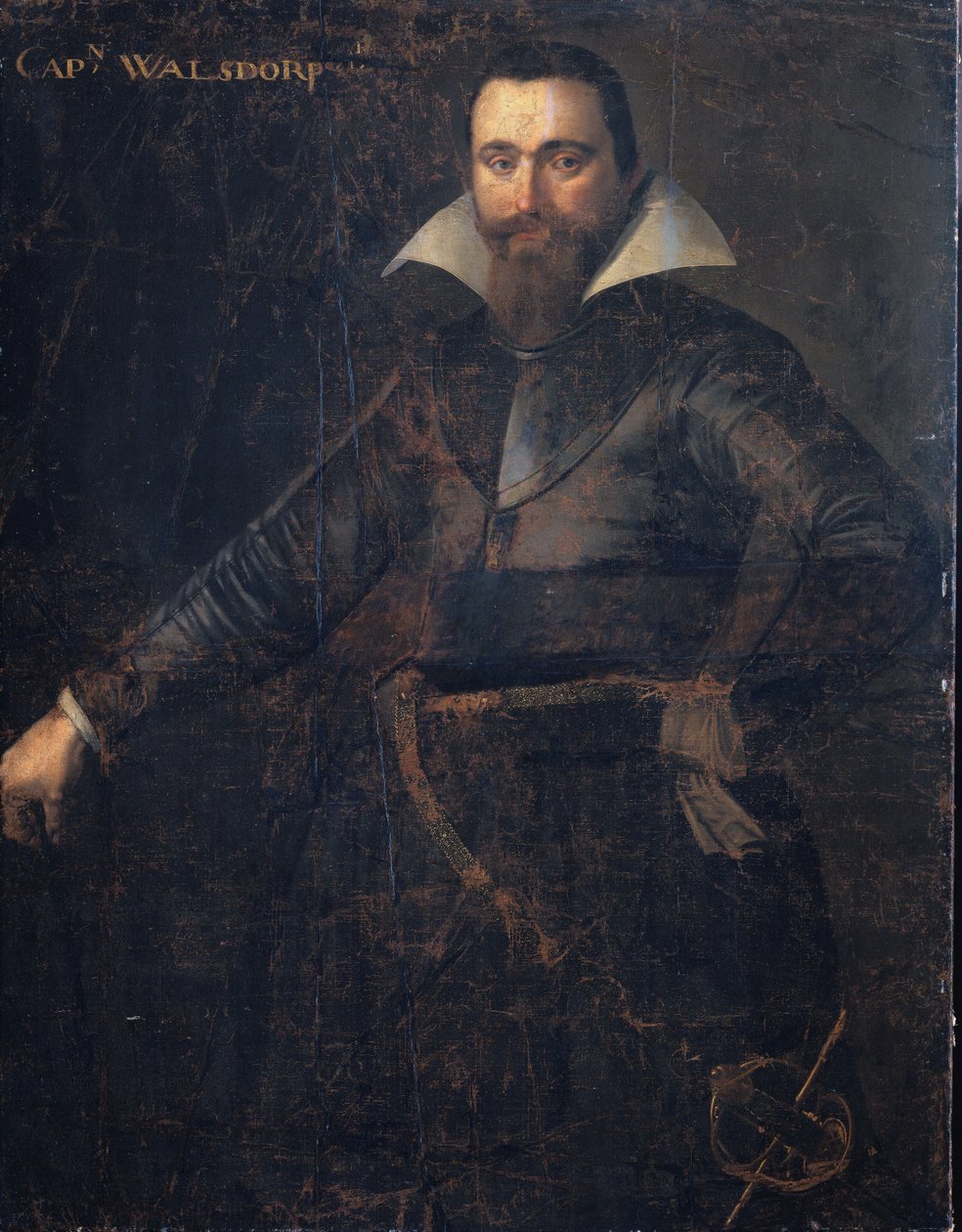 Portret van Bartholomeus Andrio Walsdorffer, kapitein van een Zwitserse compagnie om Friesland te verdelen, overleden in Bergen-op-Zoom door Anonymous