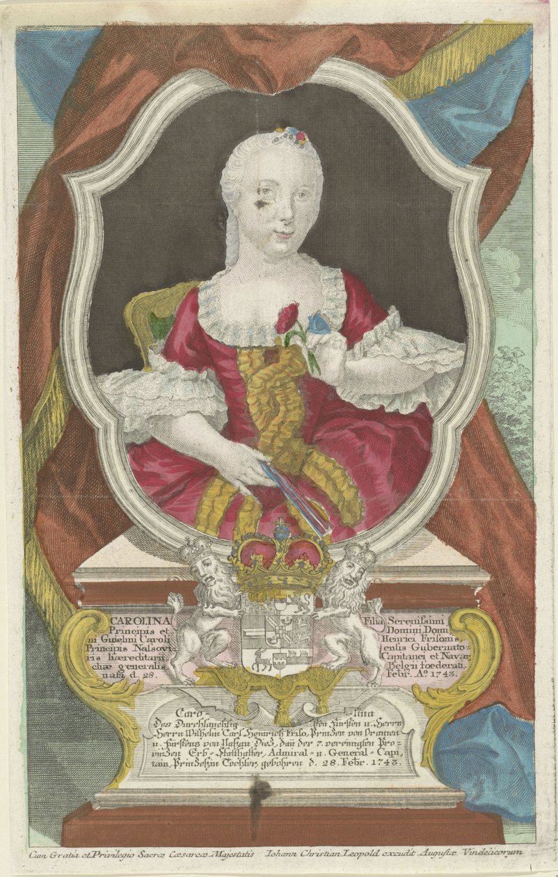 Portret van Carolina, prinses van Oranje-Nassau door Anonymous