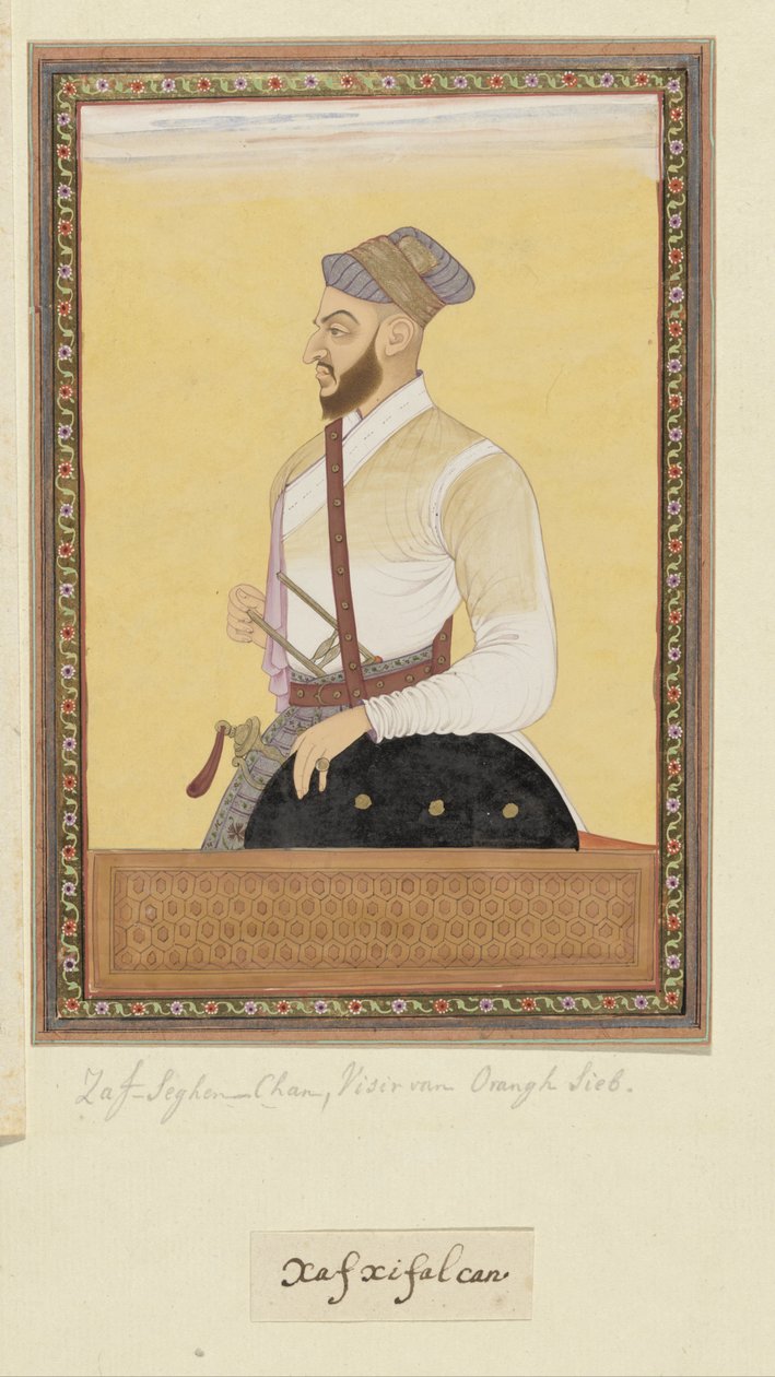 Portret van Saf-shikan Khan, vizier van Aurangzeb door Anonymous