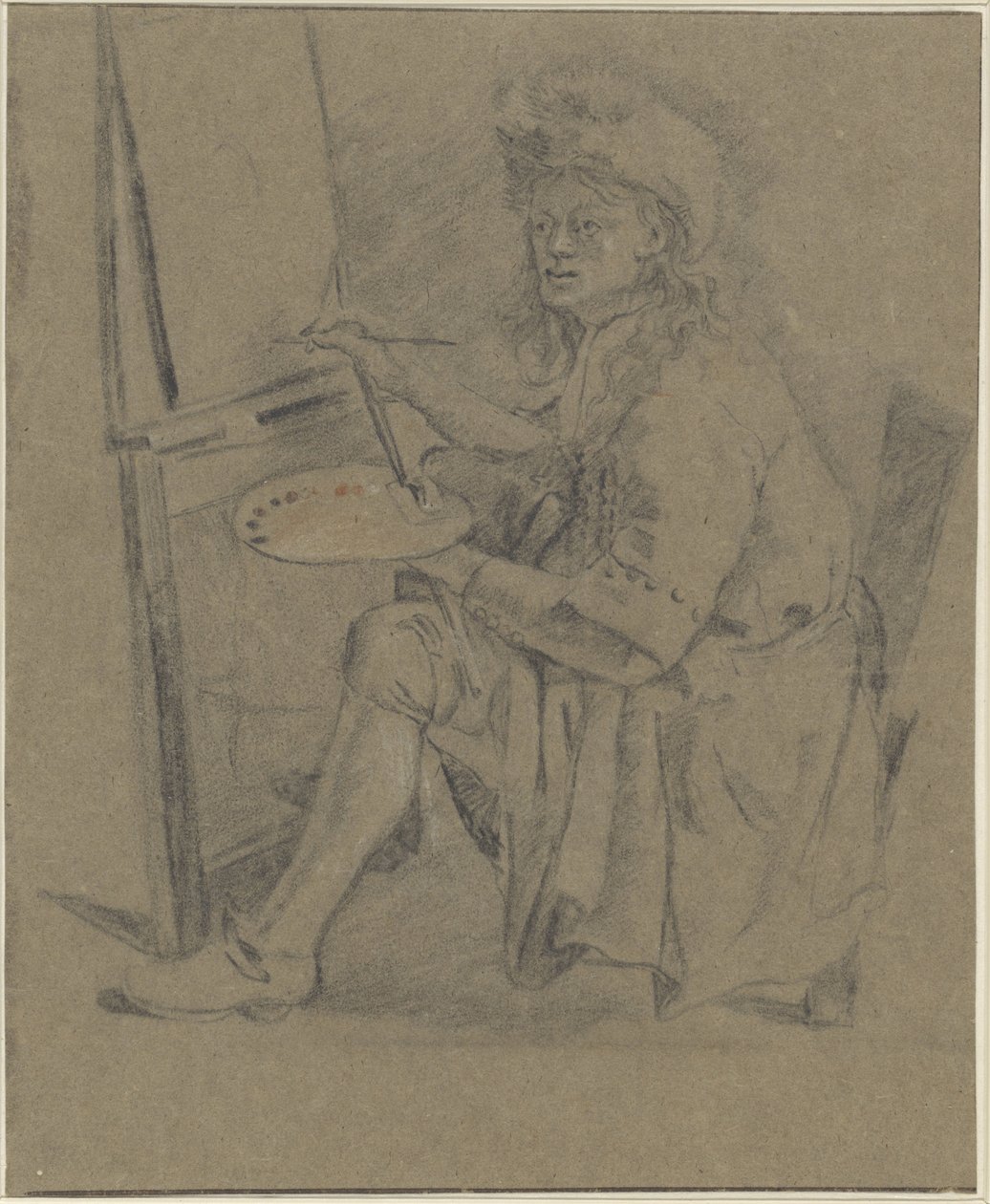Portret van Thomas Wijck, voor zijn schildersezel door Anonymous