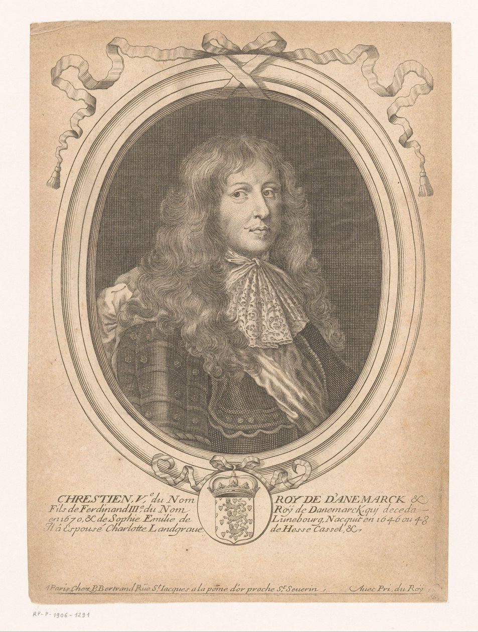 Portret van koning Christiaan V van Denemarken door Anonymous