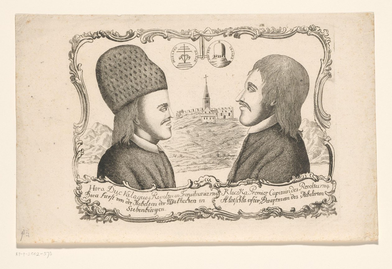Portretten van Vasile Ursu Nicola Horea en Ion Oargă Cloșca, leiders van de opstand in Transsylvanië, 1784 door Anonymous