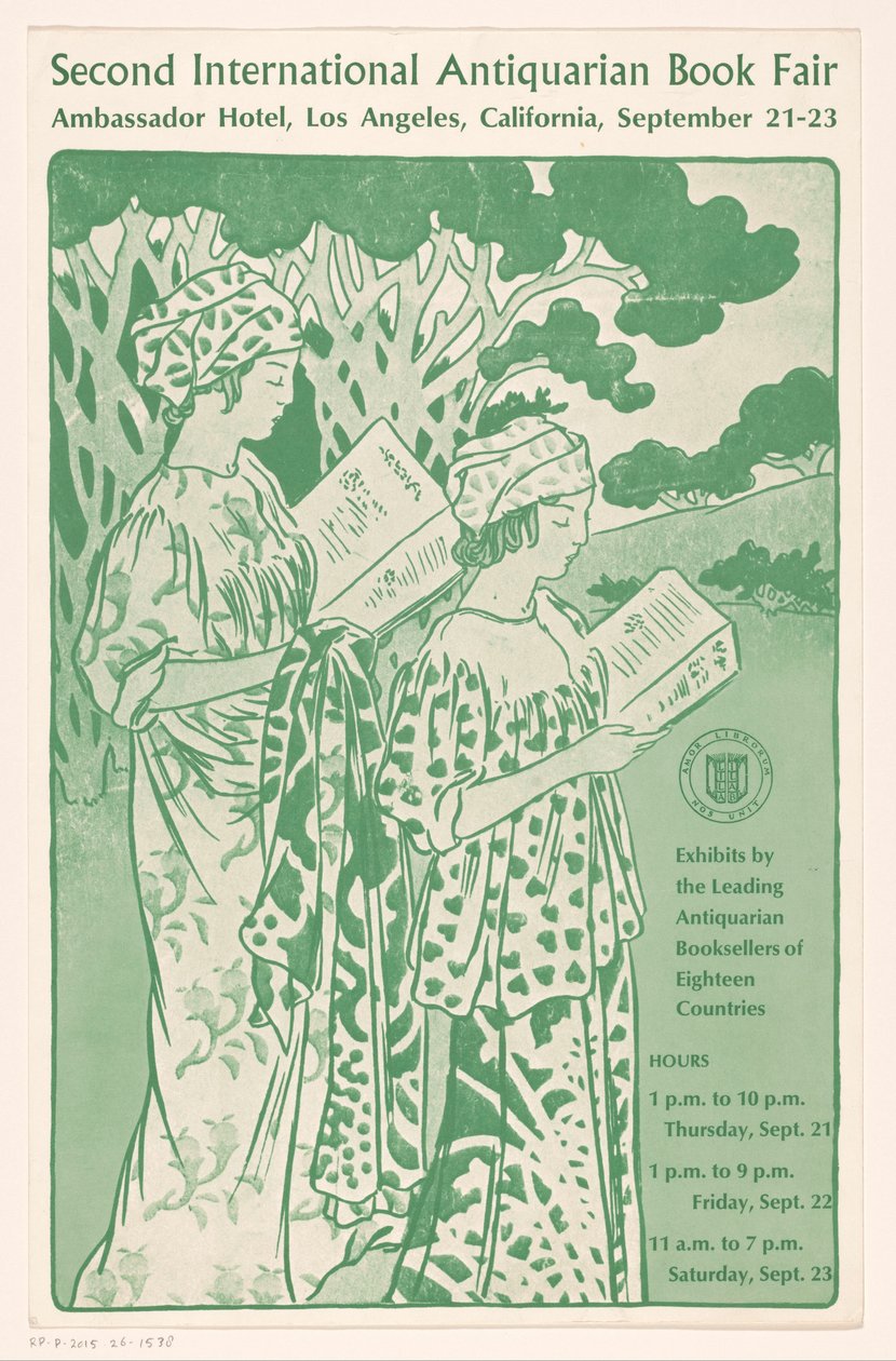 Reclamebiljet voor de Second International Antiquarian Book Fair te Los Angeles door Anonymous