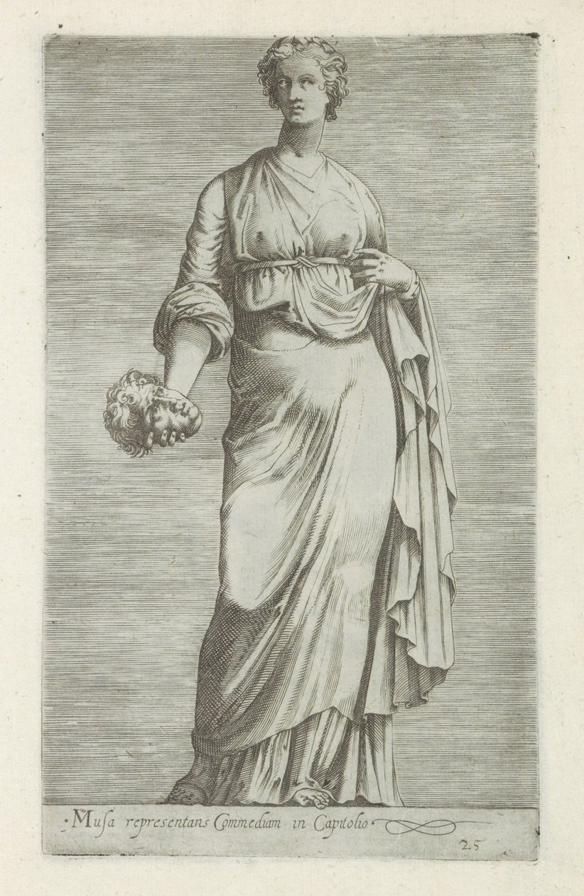 Sculptuur van Thaleia, muze van de komedie door Anonymous