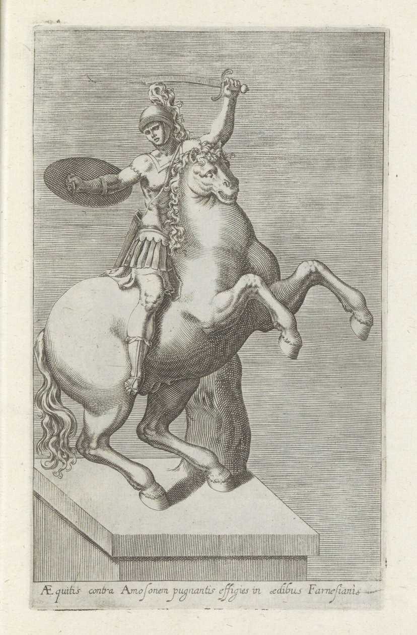 Sculptuur van een Romeinse soldaat te paard door Anonymous