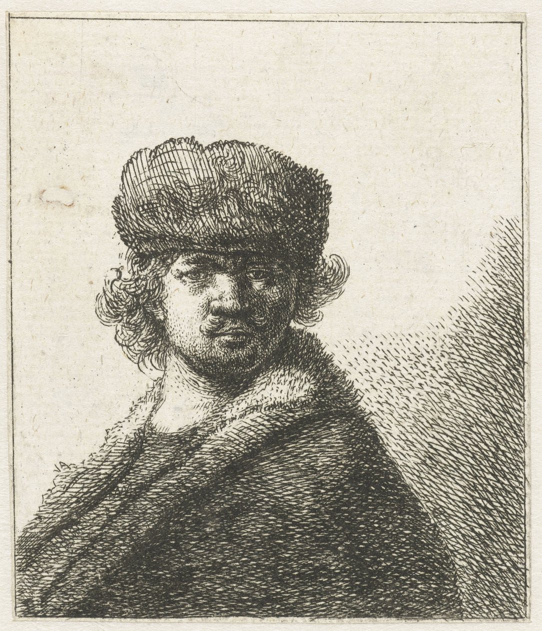 Zelfportret in een zware bontmuts: buste door Anonymous