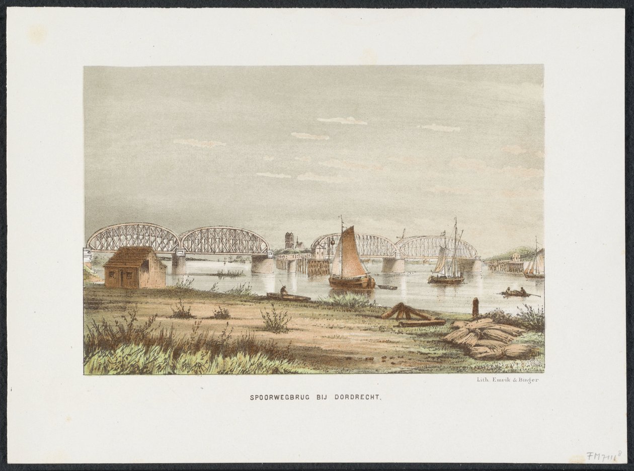 Spoorbrug bij Dordrecht, 1872 door Anonymous