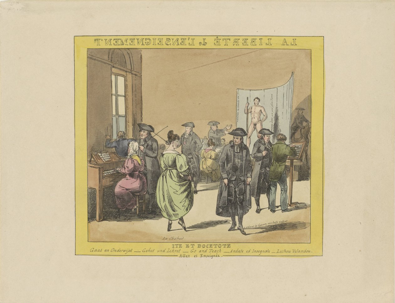 Spotprent op de vrijheid van onderwijs, 1828 door Anonymous
