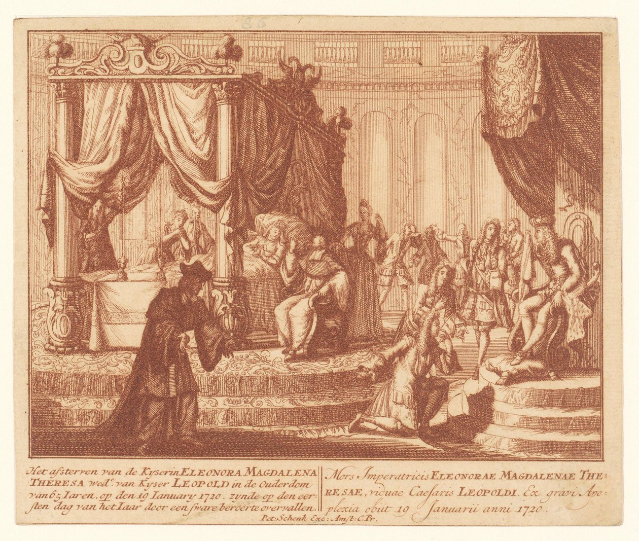 Sterfbed van keizerin Eleonora van Palts-Neuburg, 19 januari 1720 Het afsterven van de Kyserin Eleonora Magdalena Theresa wede. van Kyser Leopold in de Ouderdom van 65 Iaren door Anonymous