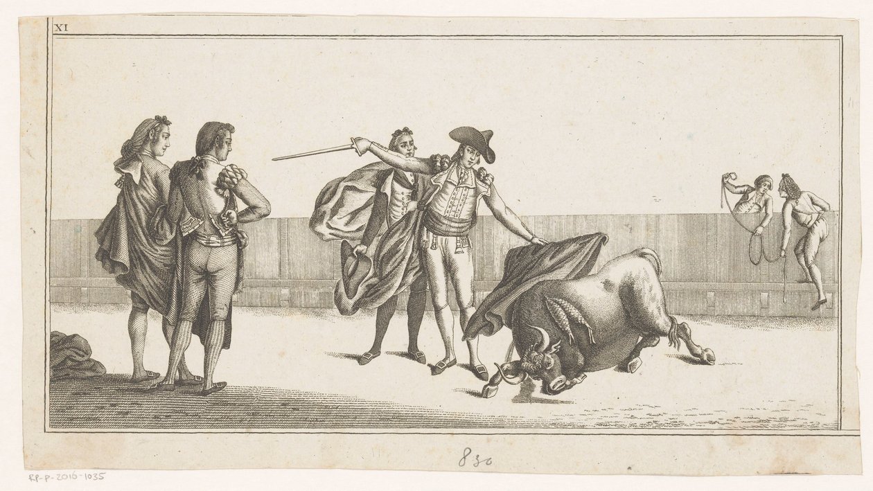 Stier gestoken door een matador door Anonymous