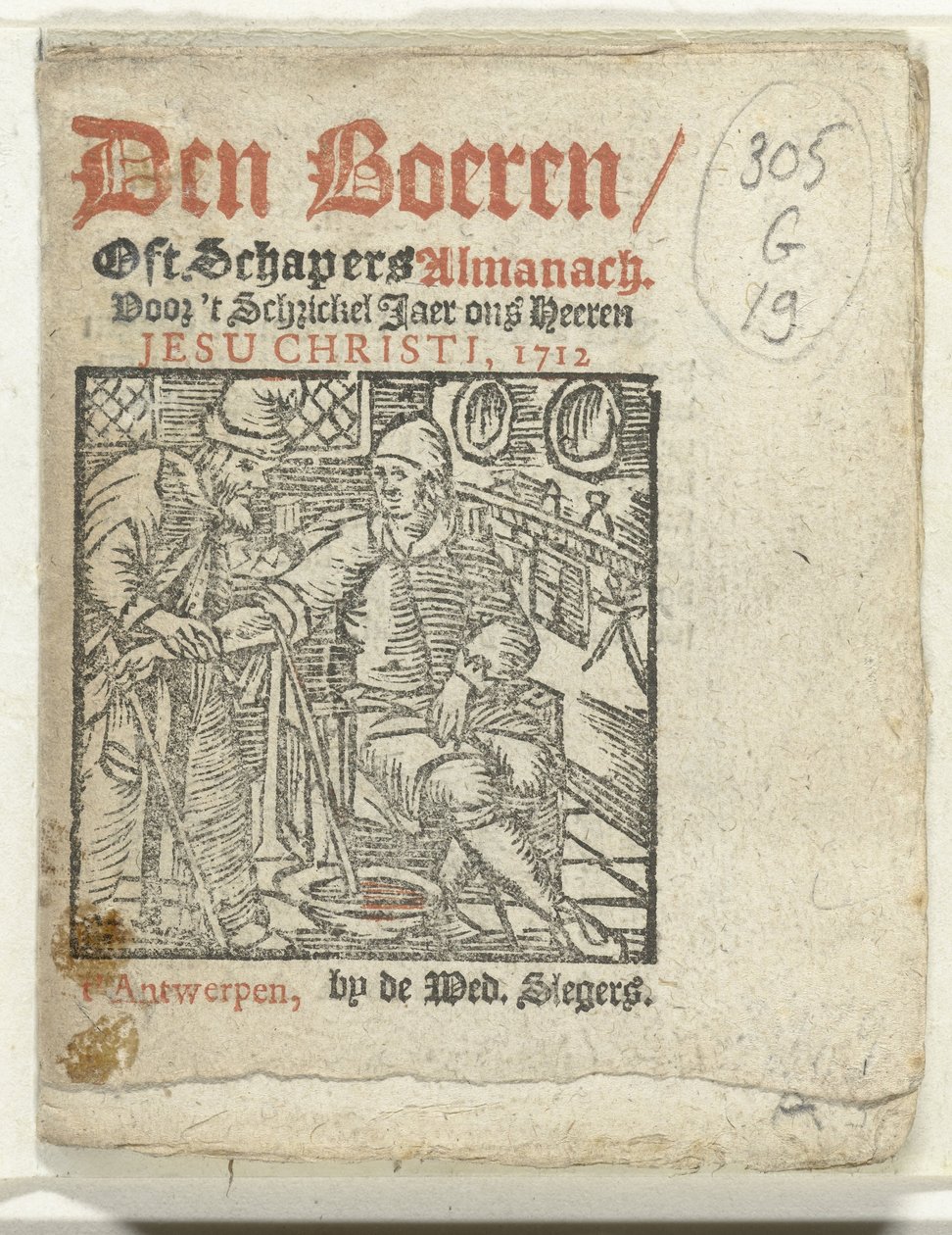 Titelpagina voor: Den Boeren / Oft Schapers Almanach Voor 