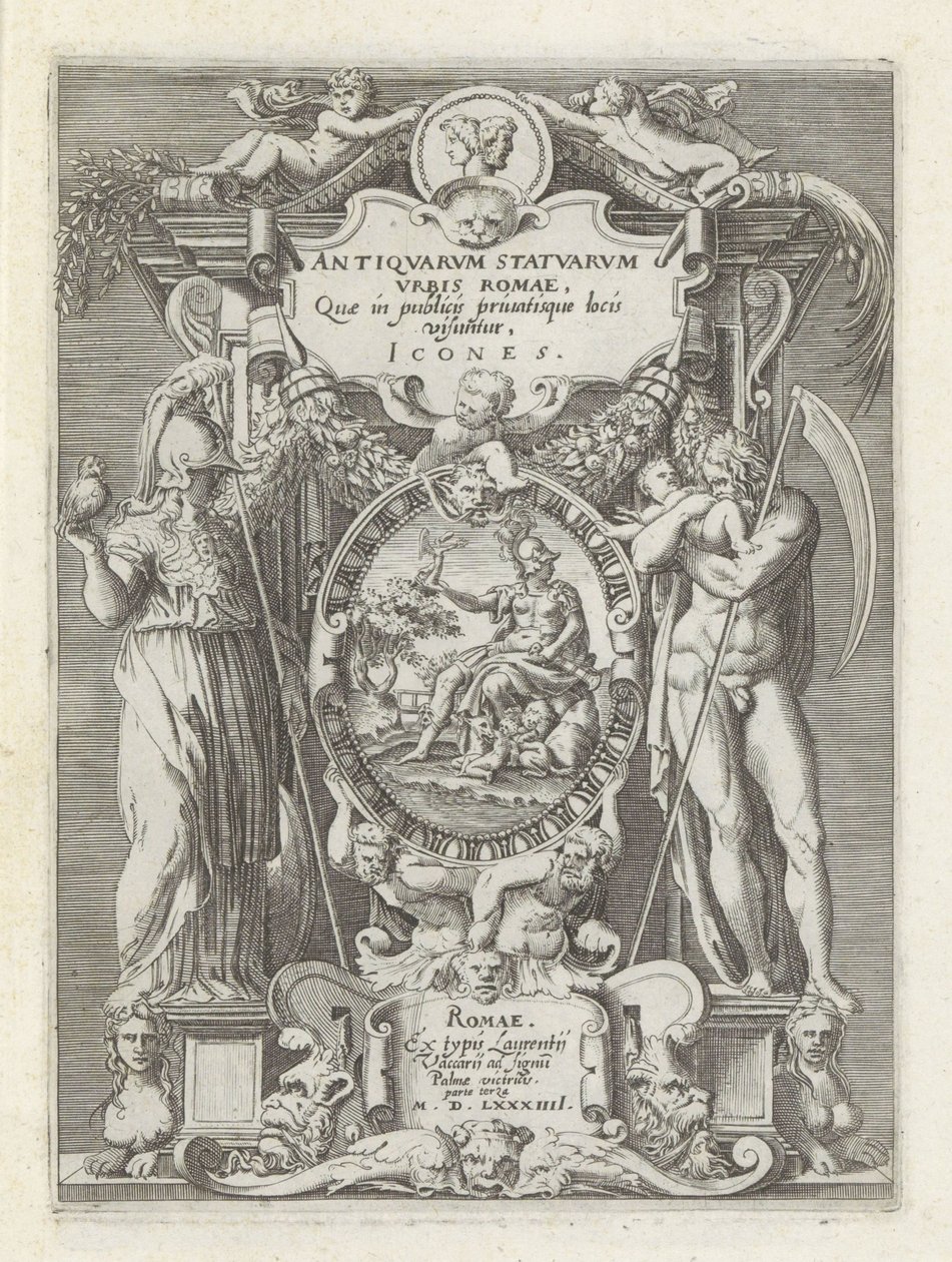Titelprent met Roma, Minerva en Saturnus door Anonymous
