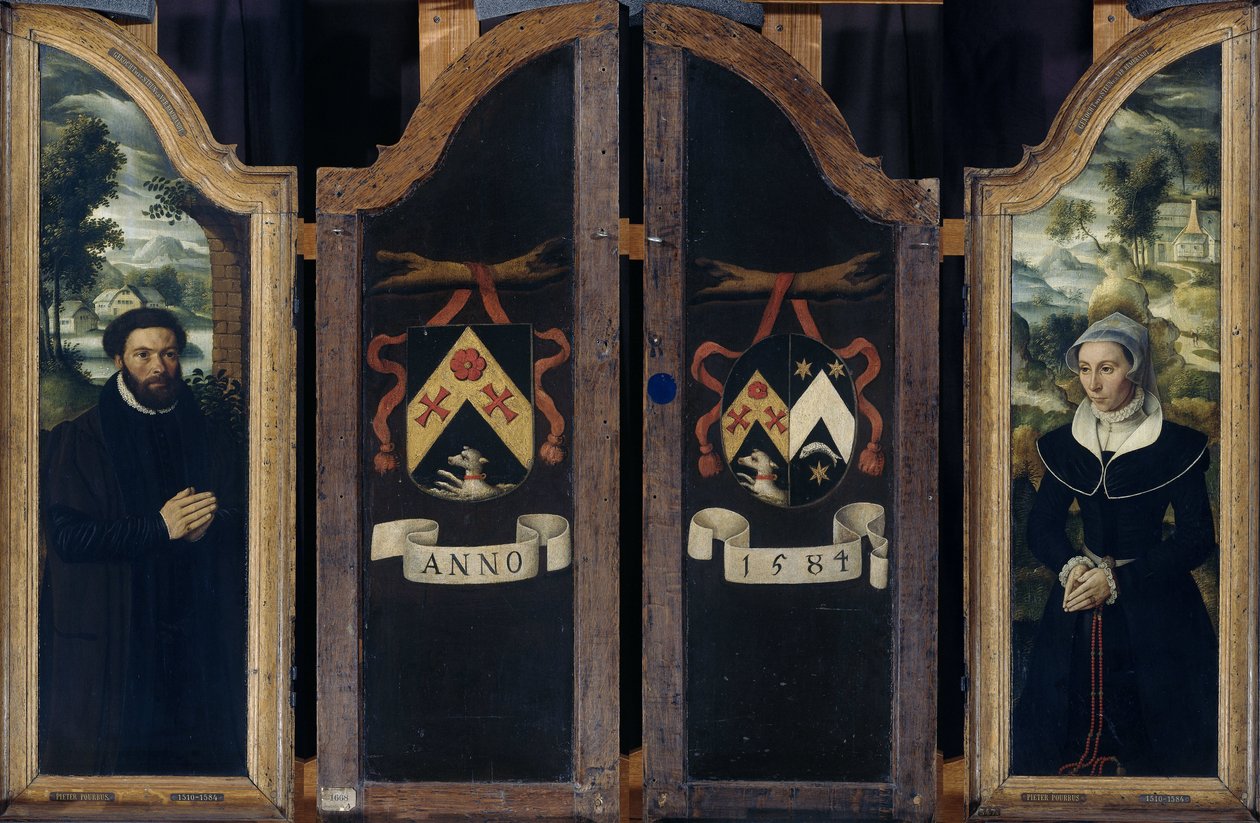 Twee vleugels van een drieluik met de portretten van Julien de Brouckere en zijn vrouw Elisabeth Canneel door Anonymous