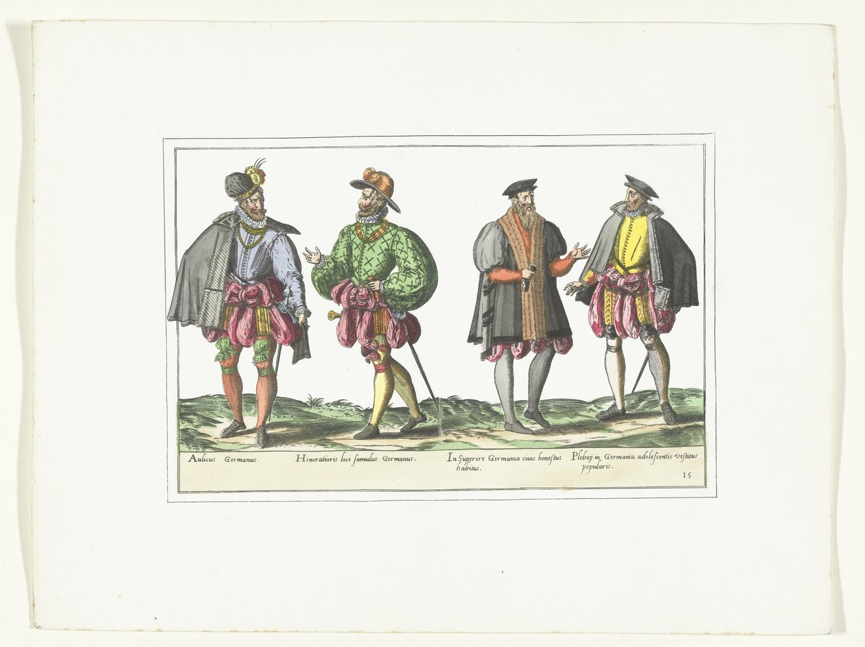 Vier mannen gekleed volgens de Duitse mode, ca. 1580 door Anonymous