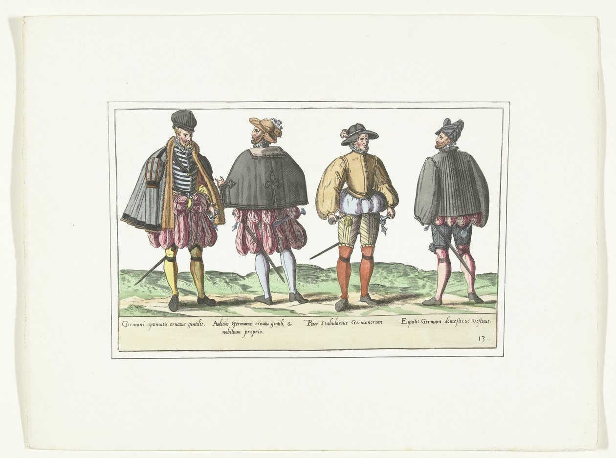 Vier mannen gekleed volgens de Duitse mode, ca. 1580 door Anonymous