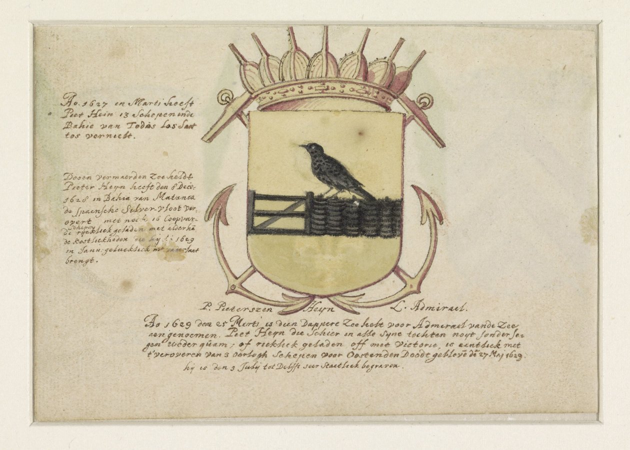 Wapen van Van Dorth en van admiraal Jacob Willekens en een leeg wapenschild door Anonymous
