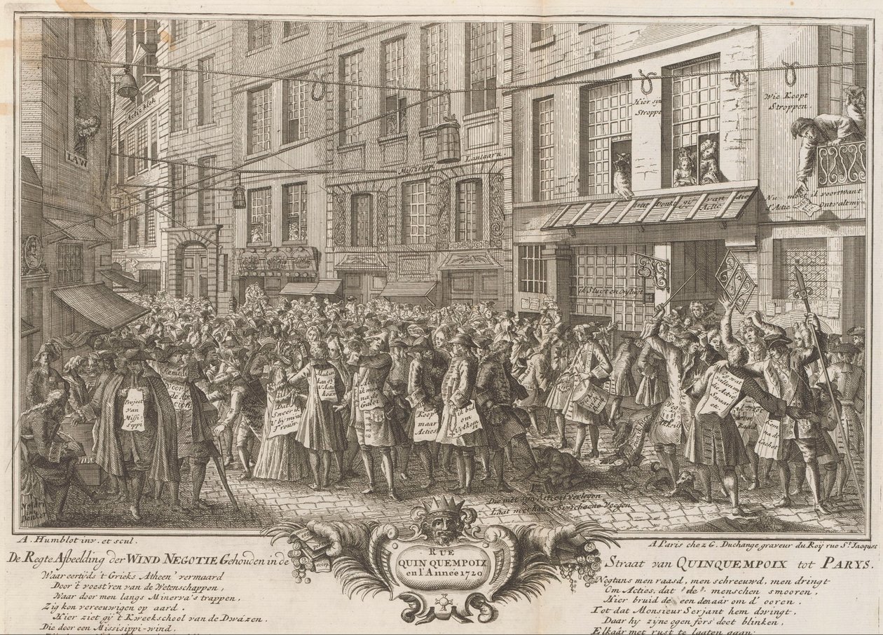 Windhandel in de Rue Quinquempoix, 1720 door Anonymous