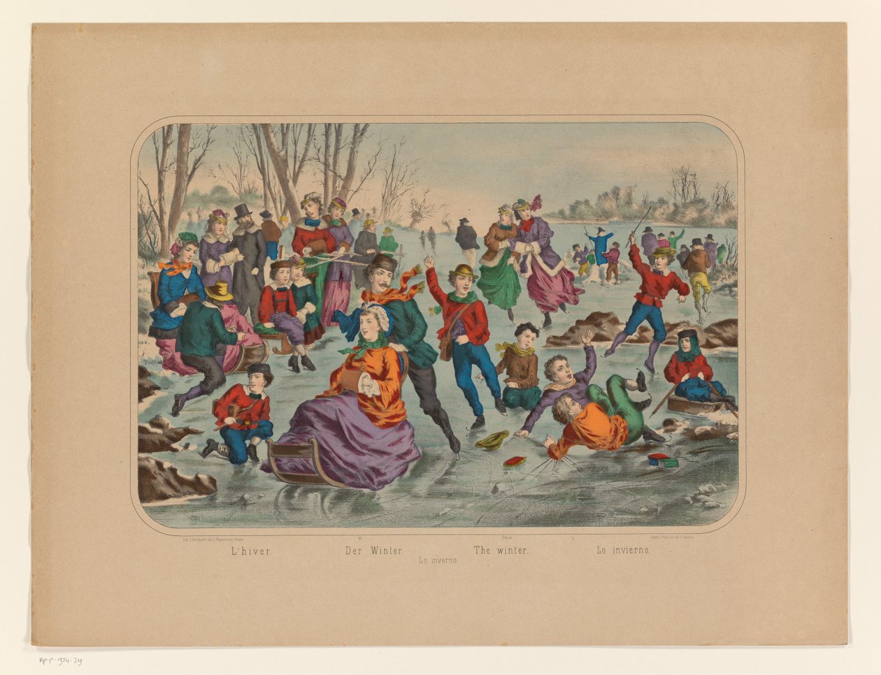 Winterlandschap met schaatsers door Anonymous