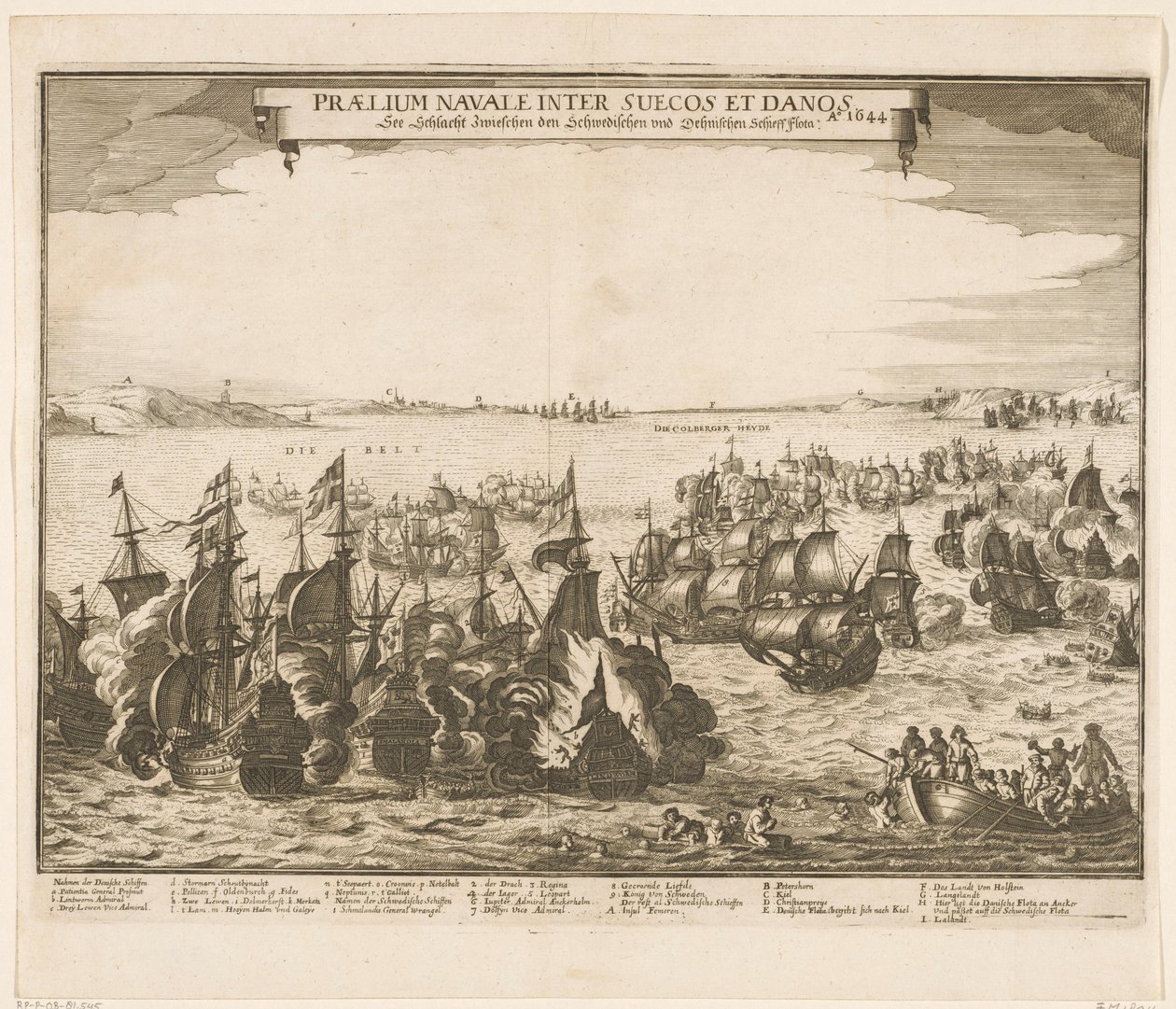 Zeeslag tussen de Zweedse en Deense vloten in de Belt, 1644 door Anonymous