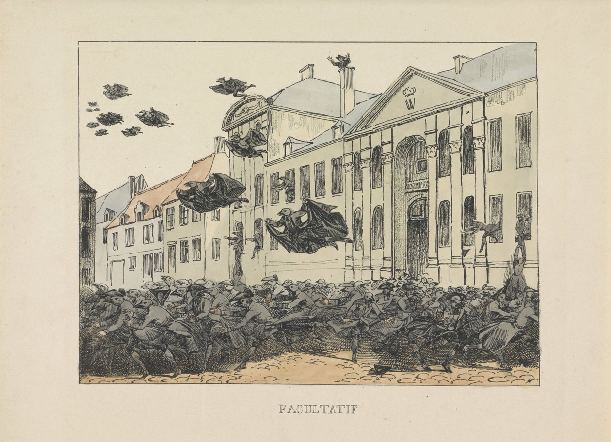 Zwarte raven ontvluchten het Collegium Philosophicum, 1829 door Anonymous