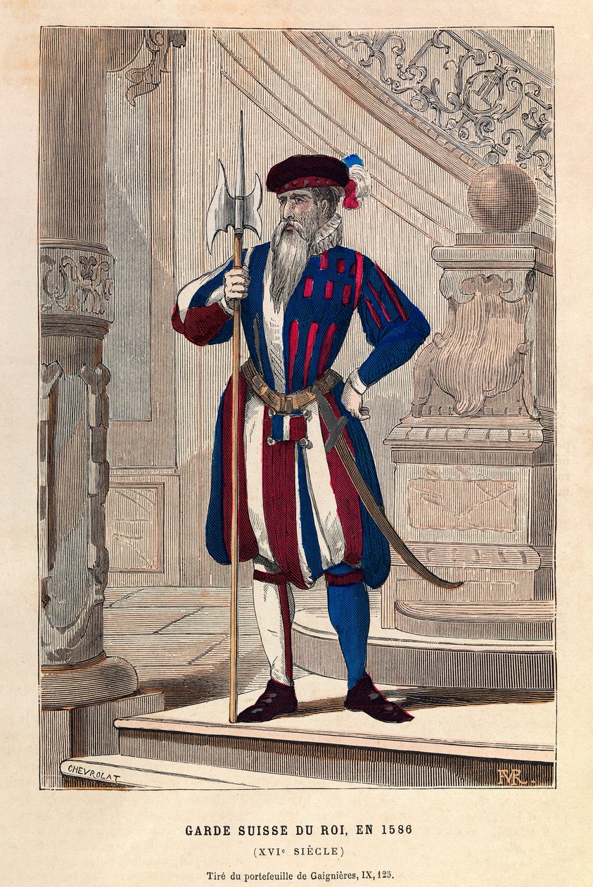 Een Zwitserse Garde van de koning in 1586 (Hendrik III) door Anonymous Anonymous