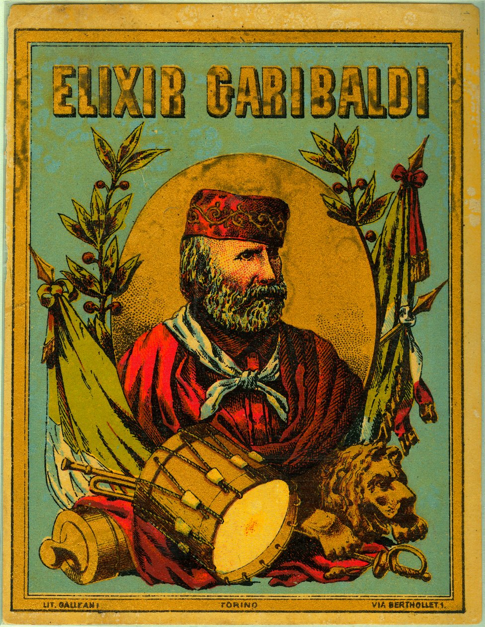 Reclame voor Elixir Garibaldi, met portret van de Italiaanse patriot door Anonymous Anonymous