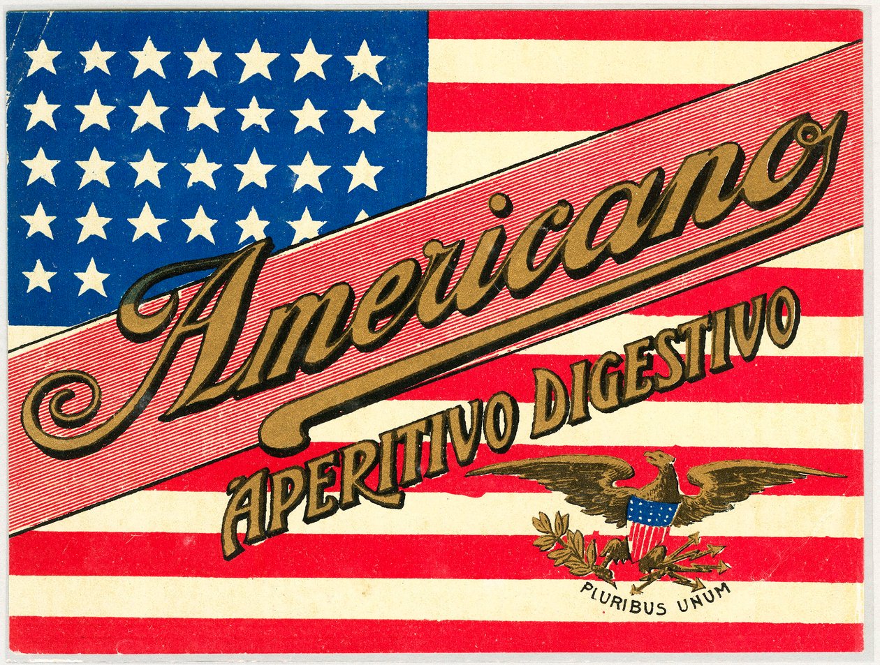 Advertentie voor Italiaanse short drink Americano, met Amerikaanse vlag door Anonymous Anonymous