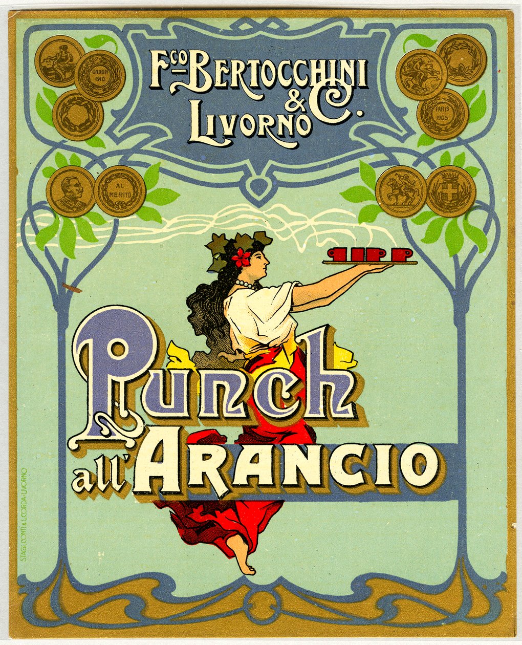 Advertentie voor sinaasappel punch (Chromolithografie 1905) door Anonymous Anonymous