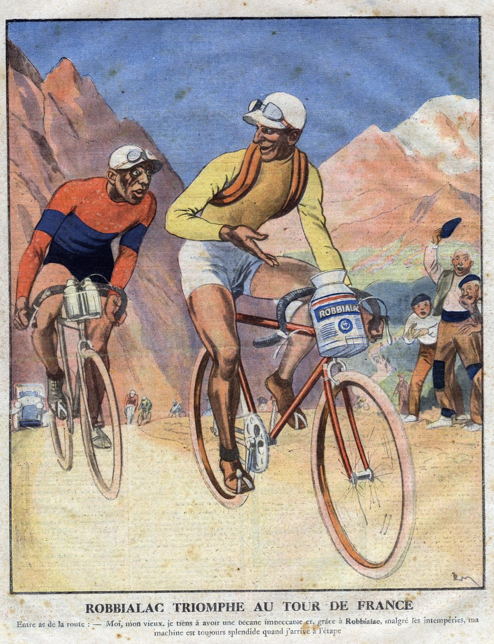 Reclame voor de verf Robbialac: 'Robbialac triomfeert in de Tour de ...