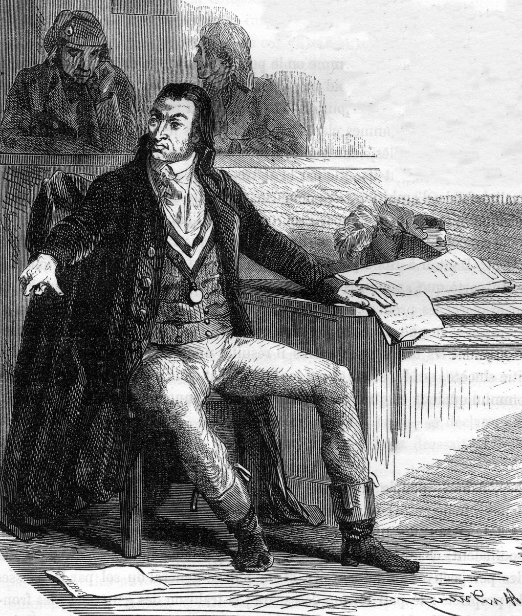Antoine Quentin Fouquier de Tinville, genaamd Fouquier-Tinville (1746-1795), Franse wetgever en revolutionair, openbaar aanklager van het Revolutionaire Tribunaal - Gravure in 