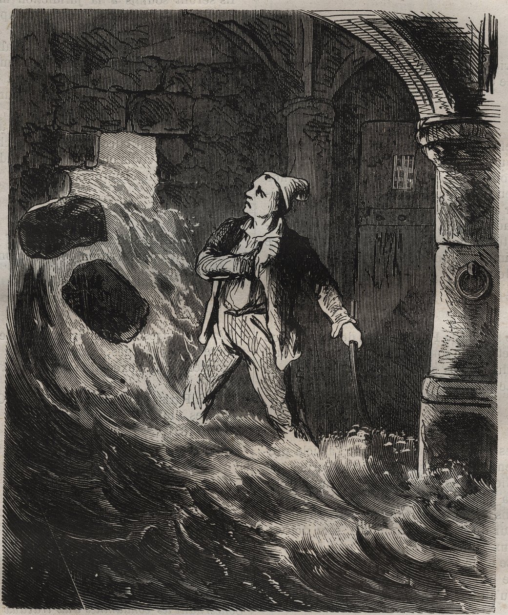 Poging tot ontsnapping uit de bagne van Toulon in de 19e eeuw. Gravure in 