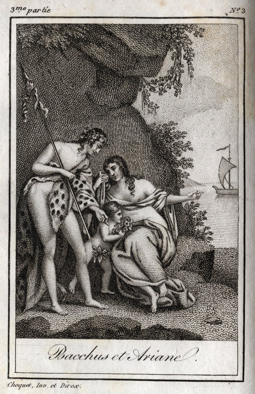 Bacchus en Ariadne. Gravure uit 1819 in 