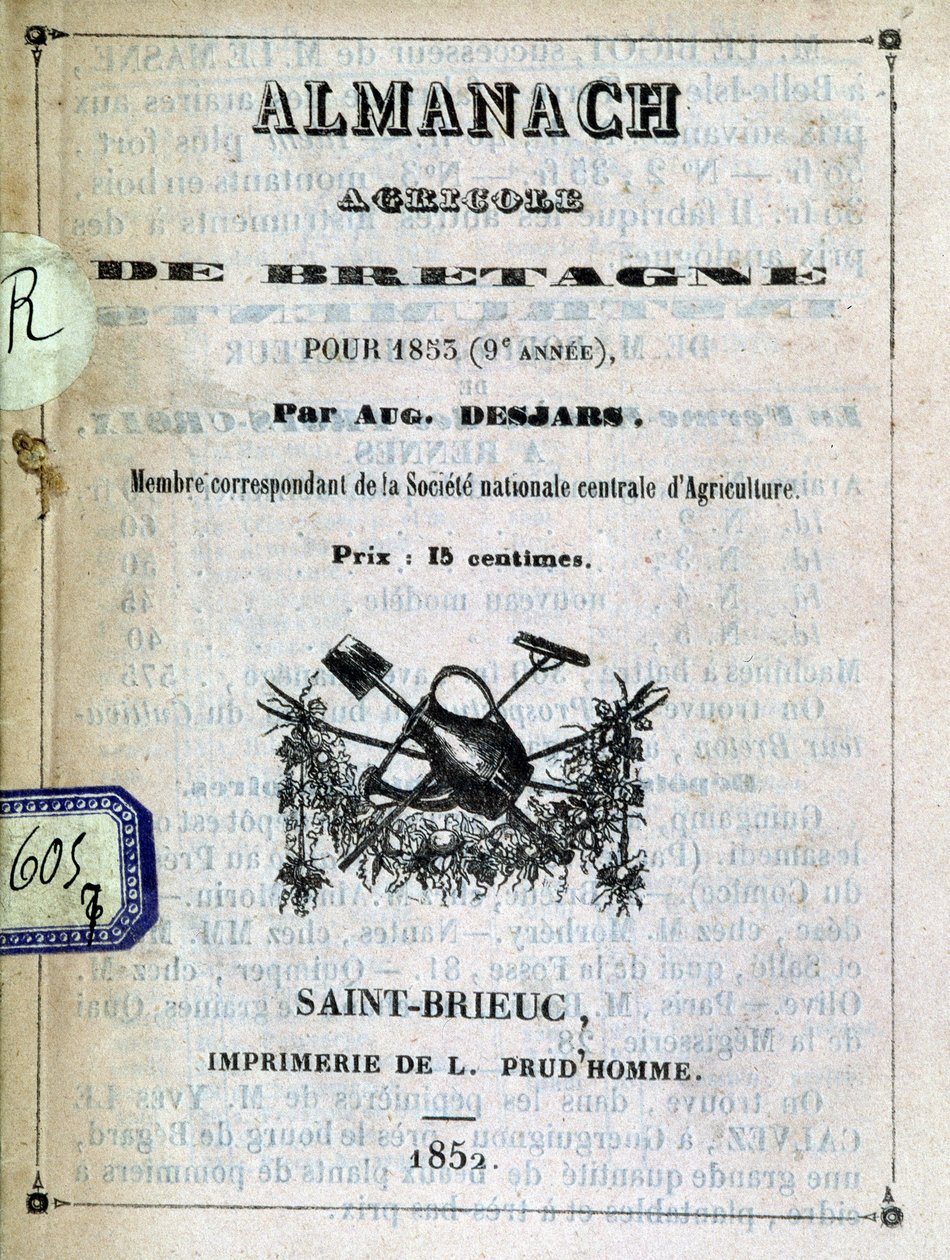 Omslag van de Almanach Agricole de Bretagne door Anonymous Anonymous