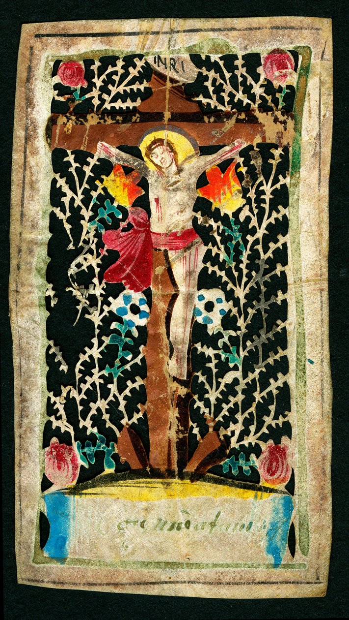 Kruisiging - Vrome afbeelding in de kanaal - Inscripties INRI (I.N.R.I.) - Privécollectie door Anonymous Anonymous