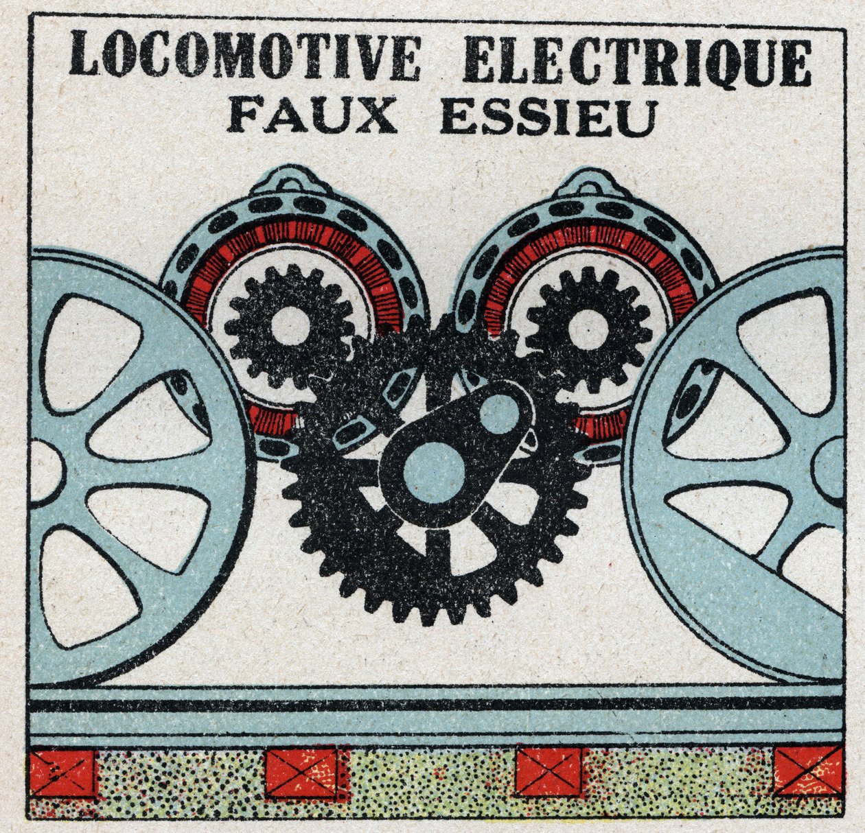 Elektrische spoorwegen: valse as van een elektrische locomotief. Anonieme illustratie uit 1925. Privécollectie. door Anonymous Anonymous