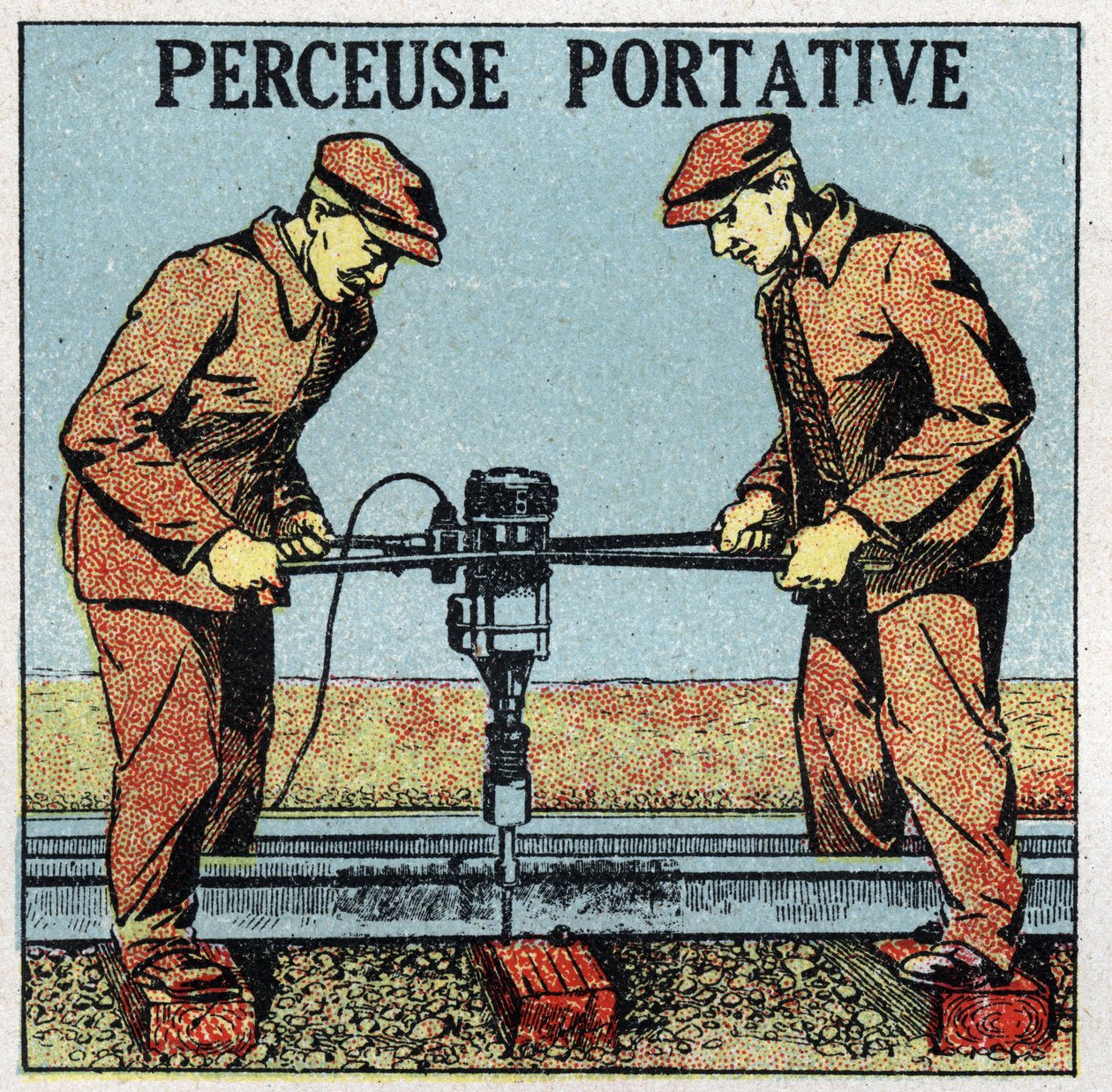 Elektrische gereedschappen: draagbare boor. Anonieme illustratie uit 1925. Privécollectie. door Anonymous Anonymous