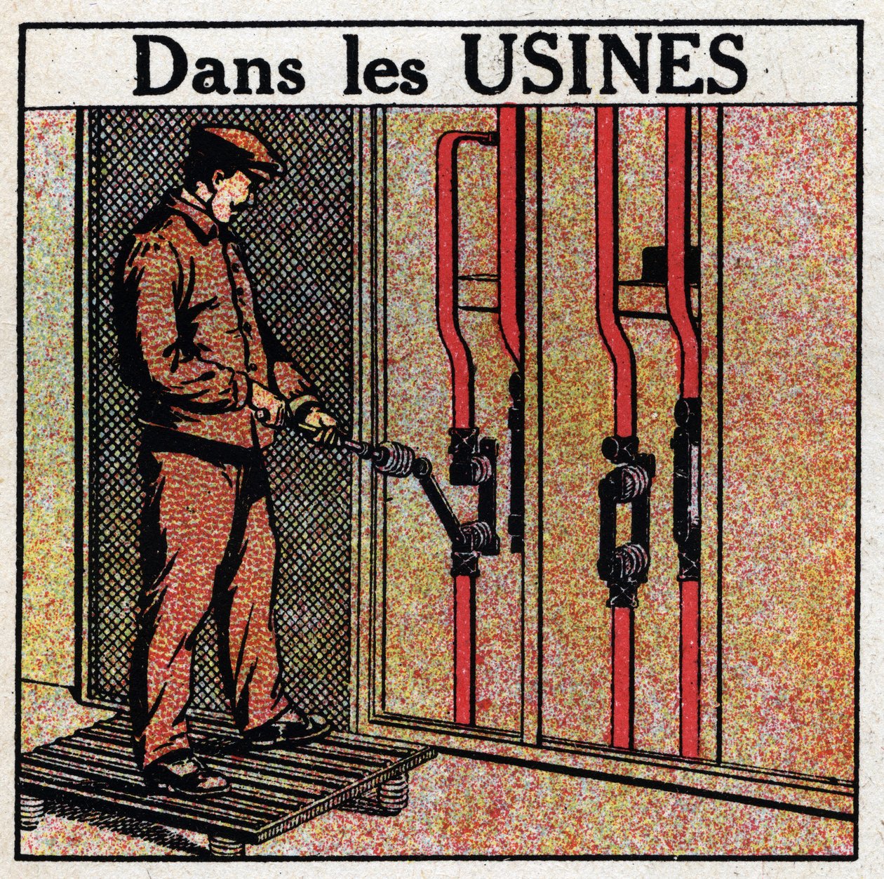 Elektrische leidingen: pijpleiding in fabrieken. Anonieme illustratie uit 1925. Privécollectie. door Anonymous Anonymous