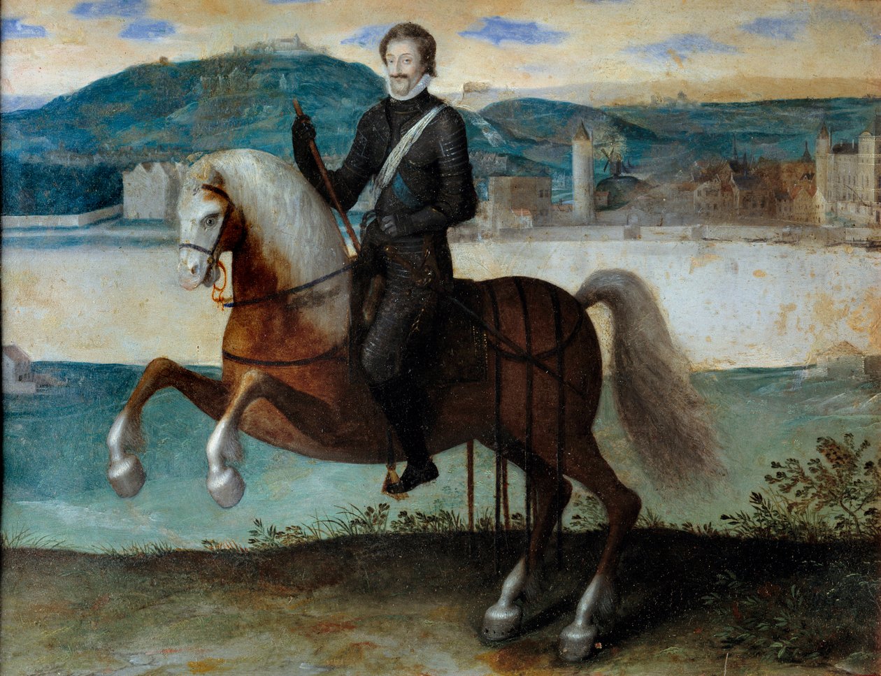Ruiterportret van Hendrik IV (1553-1610) voor Parijs (1594) door Anonymous Anonymous