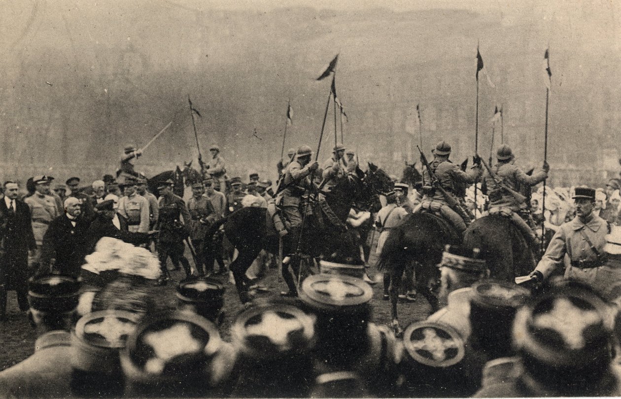 Eerste Wereldoorlog 1914-1918: bezoek van de Franse president Raymond Poincare en president van de raad, Georges Clemenceau, aan Metz op 8 december door Anonymous Anonymous
