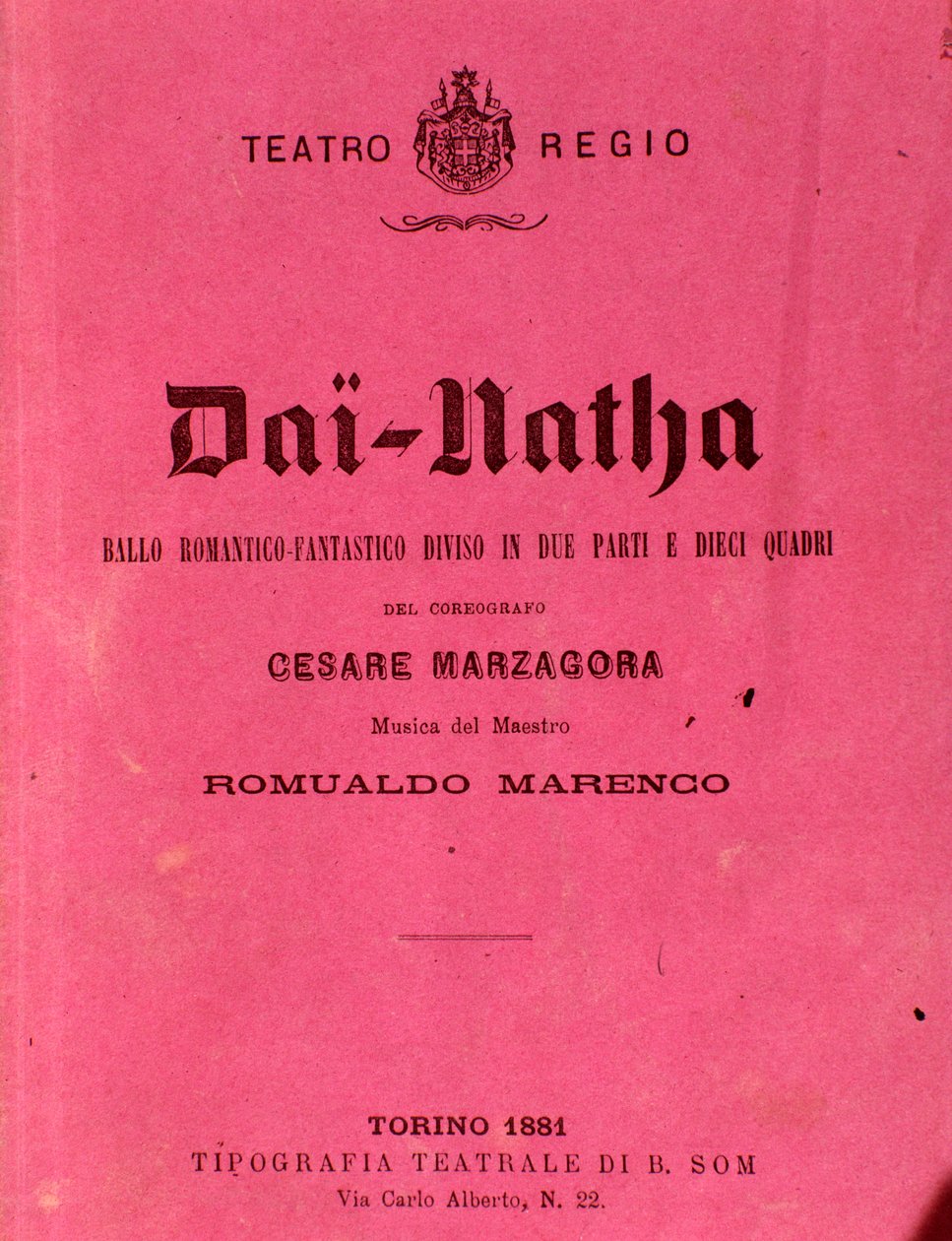 Eerste pagina van bladmuziek Dai-Natha, ballet door Romualdo Marenco door Anonymous Anonymous