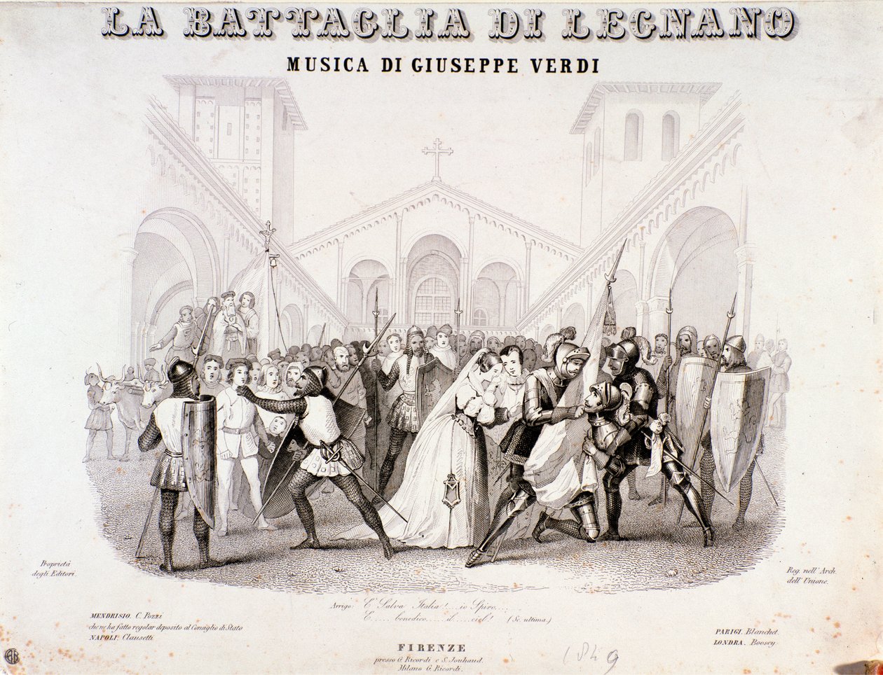 Frontispice van La battaglia di Legnano opera door Giuseppe Verdi door Anonymous Anonymous