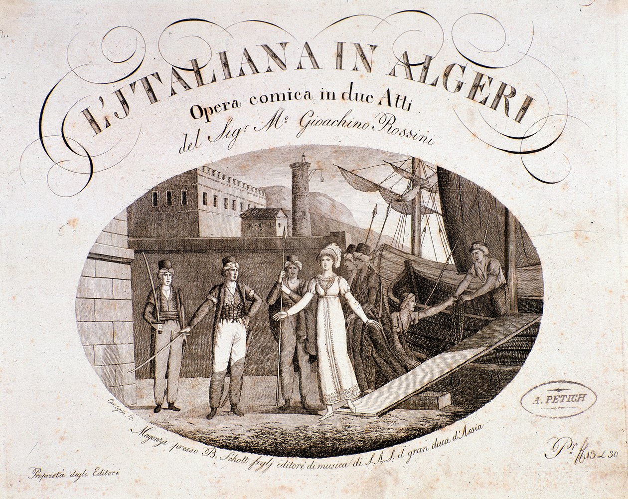 Frontispice van De Italiaanse Meisje in Algiers, opera door Gioaccino Rossini door Anonymous Anonymous