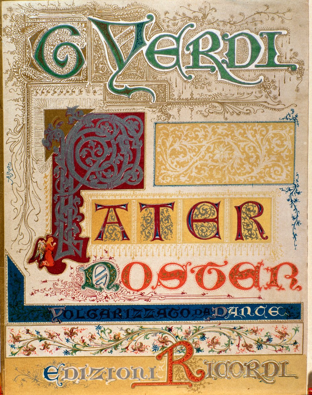 Frontispice van de partituur van Pater noster door Giuseppe Verdi door Anonymous Anonymous