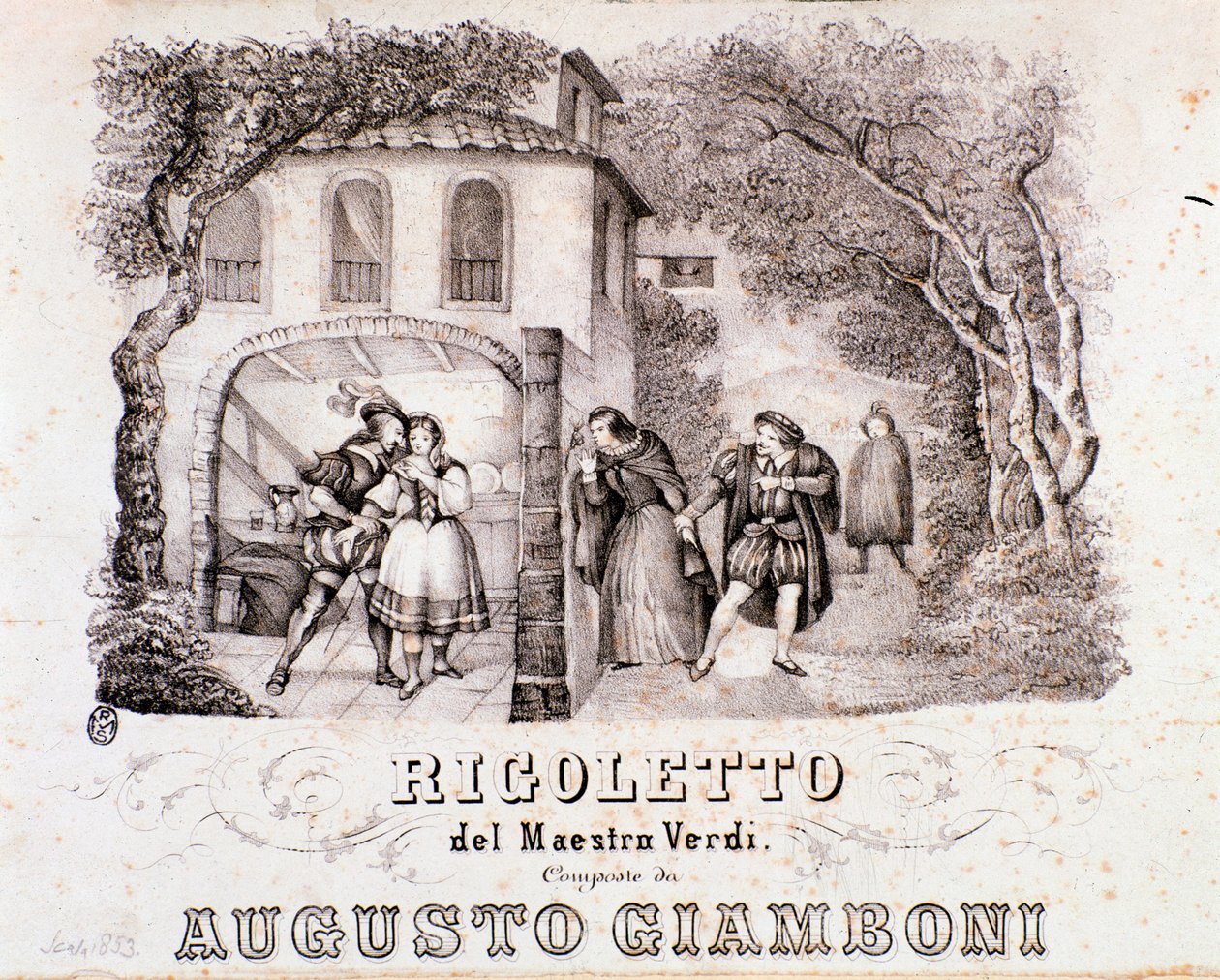 Frontispice van de partituur van de opera Rigoletto door Giuseppe Verdi door Anonymous Anonymous