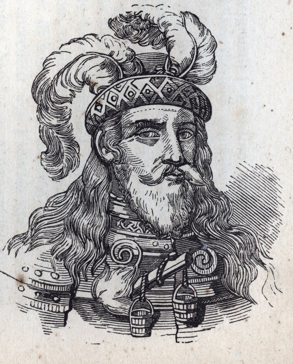 Galeazzo tweede Visconti - Portret van Galeas II Visconti - Galeazzo II Visconti - 1320-1378 - gravure door Anonymous Anonymous