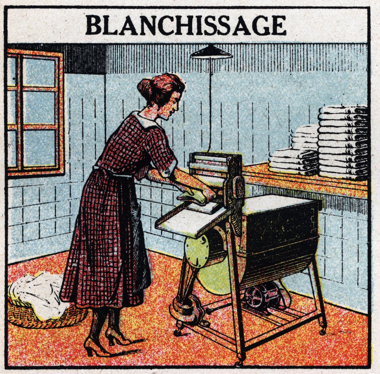 Huishoudelijk gebruik van elektriciteit: witkalken. Anonieme illustratie uit 1925. Privécollectie. door Anonymous Anonymous